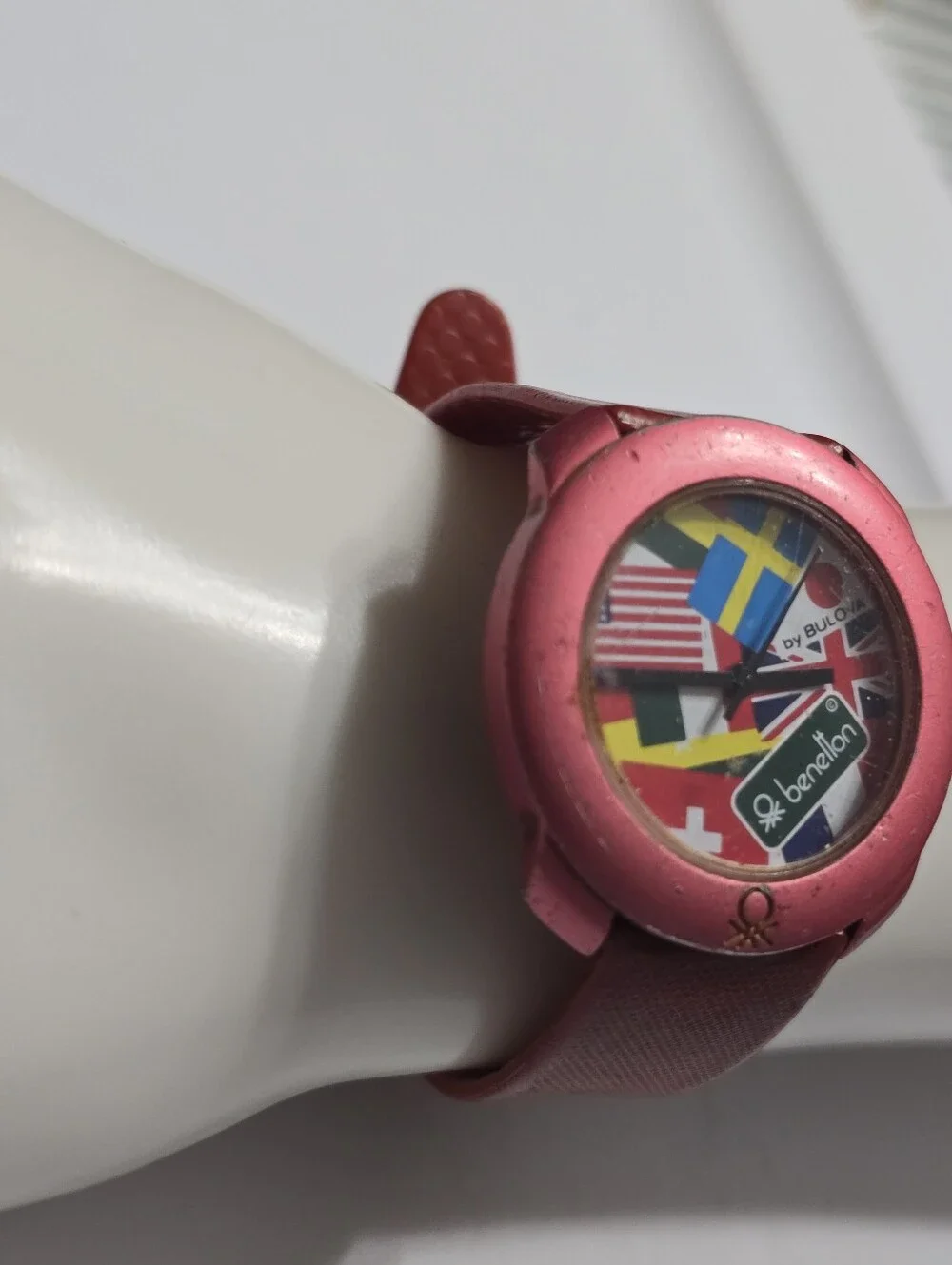 Vintage 90s Benetton Watch By Bulova International Flag Design
